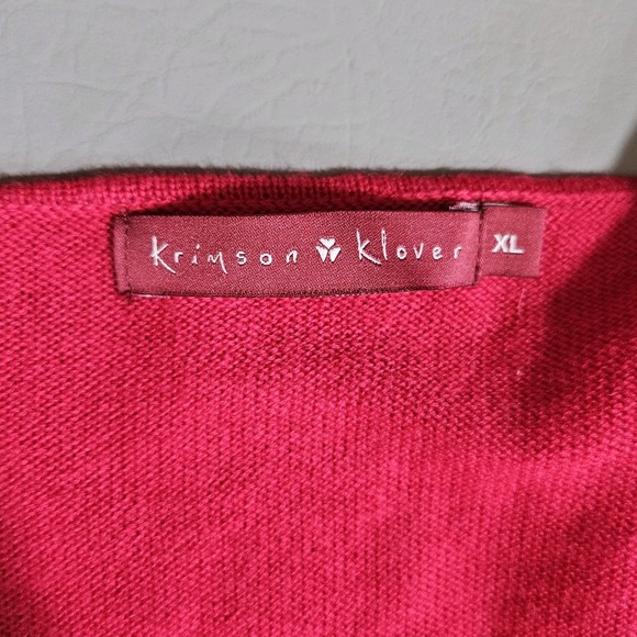 Krimson & Klover Sweater XL Women's 100% Wool Long Sleeve Raspberry Red - Picture 5 of 7
